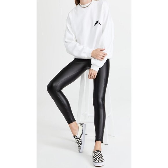 Yummie Faux Leather Leggings in Black Small As-is Vegan Pants - Picture 14 of 14